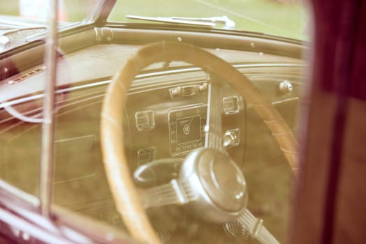 close-up of details of vintage american cars