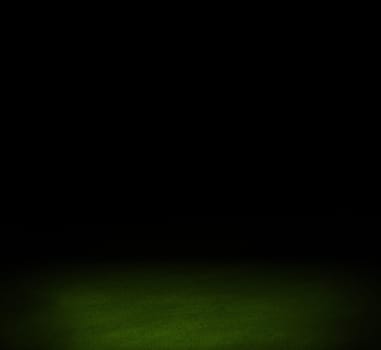 black dark wall and green floor interior background