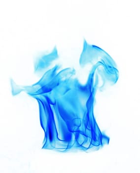 blue fire flames on white background