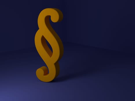Yellow paragraph icon in a dark room