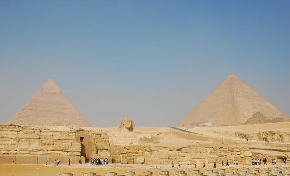 A view of the pyramids at Giza, Egypt