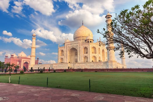 Famous Taj Mahal in India, beautiful view.