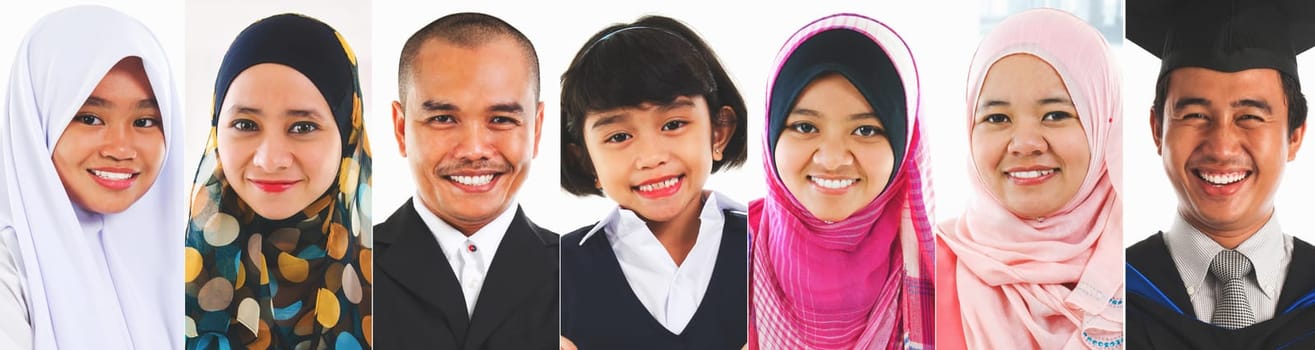 Faces of Southeast Asian Muslim Malay.