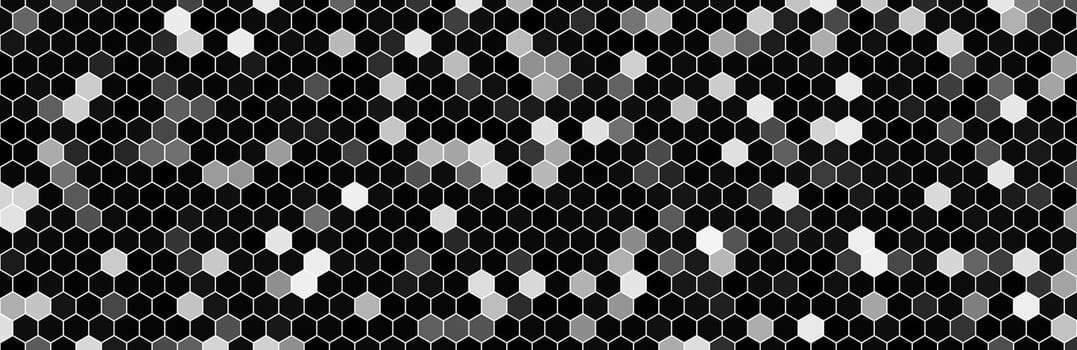 Grayscale abstract hexagon pattern, vector illustration