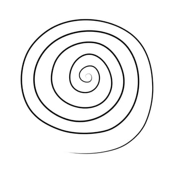 Hand drawn black spiral on white background, vector illustration