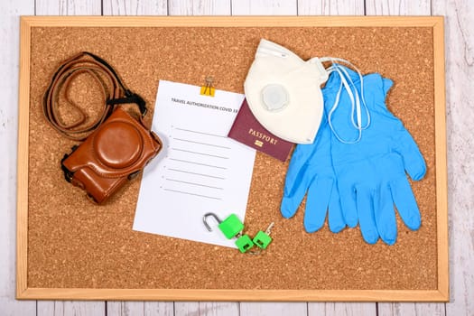Coronavirus organize for travel with authorization and equipment. Memos and notes.