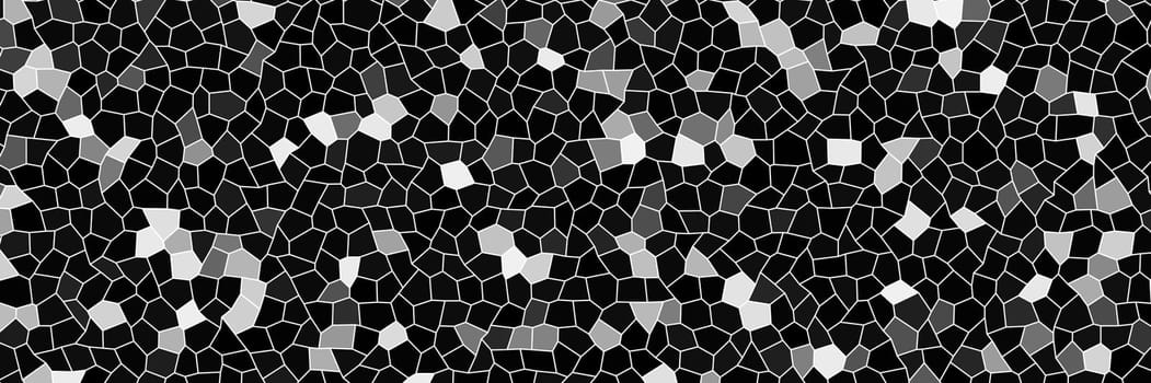 Grayscale random polygon pattern, black and white banner background
