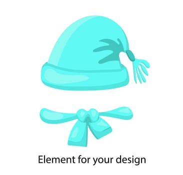 hat and scarf .Vector illustration isolated on white background.