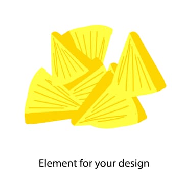 Pineapple INGREDIENTS FOR PIZZA. Vector illustration isolated on a white background.