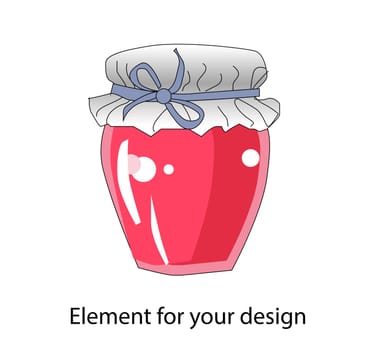 Jar of jam. JAM. SWEET CANNING. Vector illustration isolated on a white background.