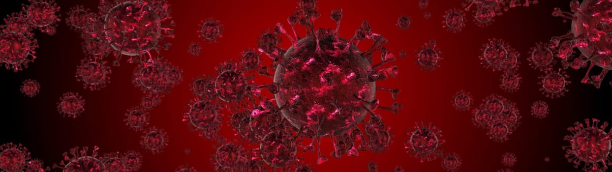 Microscope virus cell. Pandemic bacteria pathogen medical health risk, Corona COVID-19 Alert SOS, immunology, virology, epidemiology concept. 3D illustration