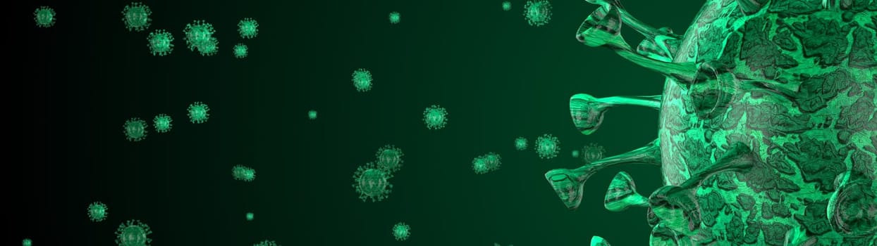 Microscope virus cell. Pandemic bacteria pathogen medical health risk, Corona COVID-19 Alert SOS, immunology, virology, epidemiology concept. 3D illustration