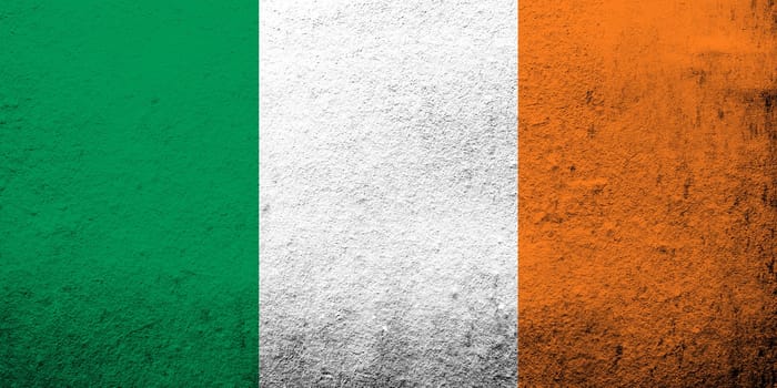 The Republic of Ireland National flag. Grunge background