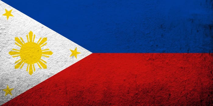 The Republic of the Philippines National flag. Grunge background