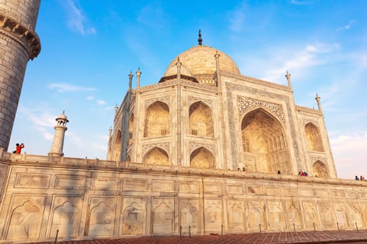 Taj Mahal mausoleum, detailed close view, India.