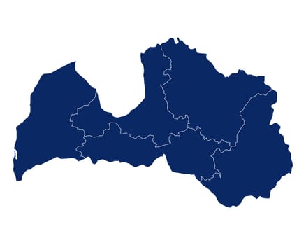 Karte von Lettland mit Regionen und Grenzen