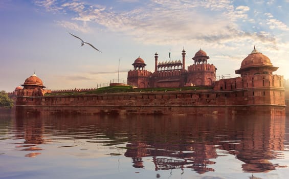 Red Fort of Delhi, fictional view, India.