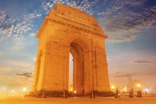 India Gate evening view, no people, New Delhi.