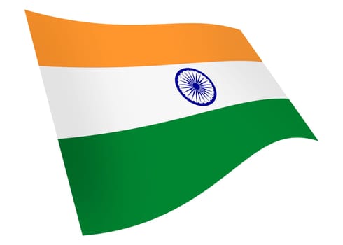 An India waving flag graphic isolated on white with clipping path