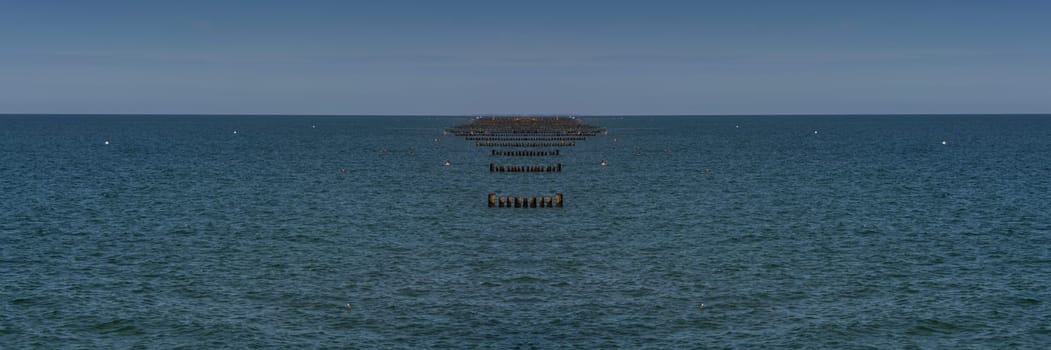 Wooden groynes on the peninsula Fischland-Darß-Zingst, Baltic Sea, Germany