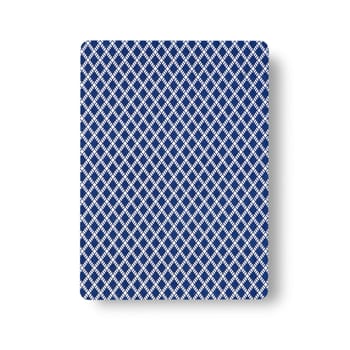 The back of a single playing card on white with shadow and clipping path to remove shadow