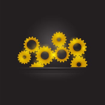 Gear Pattern. Industrial Background. Techno Background with Geometric Gold Gear Wheels. Space for Text. Modern Mechanism Industrial Concept. Technology Cog Pattern. Mechanical Tool