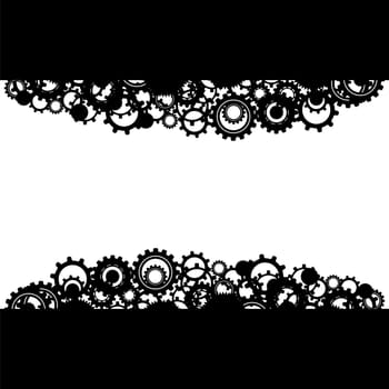 Techno Pattern with Geometric Gear Wheels Icon. Machinery Logo. Modern Mechanism Cog Concept. Technological Mechanical Cogwheel Tool on White Background. Teamwork Symbol. Part of Transmission.
