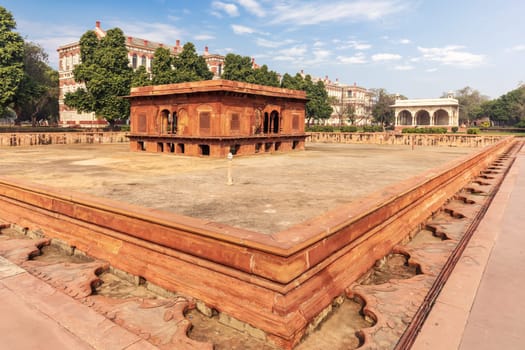 Red Fort of Delhi in India, famous Zafar Mahal building.