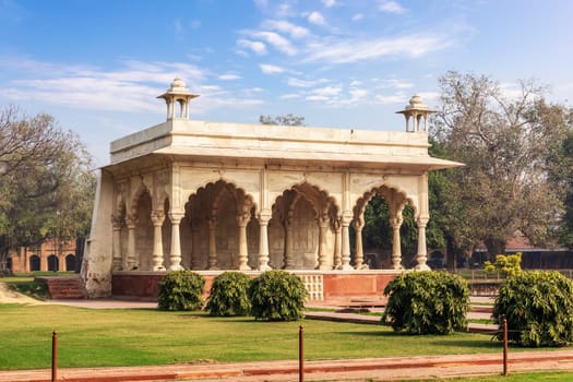 Sawan Pavilion in the Red Fort of Delhi park, India.