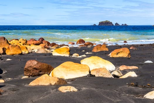 Active Volcano at White Island New Zealand. Volcanic Sulfur Crater Lake