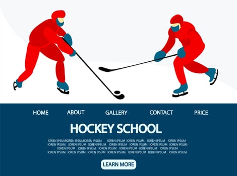 Ice hockey. Landing page for the site. Template for a sports organization. vector illustration