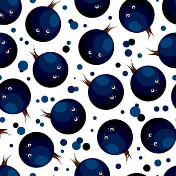 Funny print for baby clothes. Cute pattern with berries. Currant. Vector illustration. Berry character.