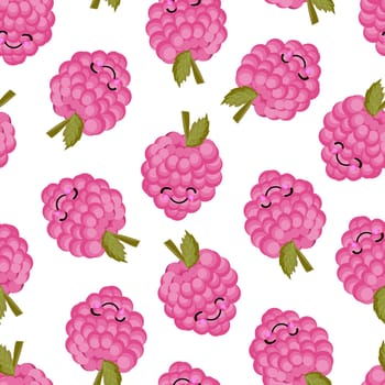 Berries pattern. Ripe raspberry pink. Vector illustration. Design of children's textiles.