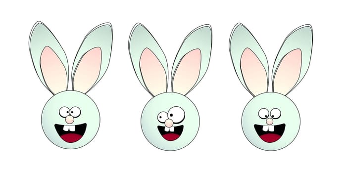 Funny rabbits. Easter bunny. Vector illustration on a white background.