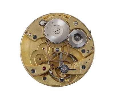 Detail of the old and dismantled clockwork mechanism