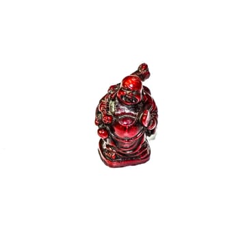 Little red buddha statue. The symbol of Buddhism is a fat buddha.