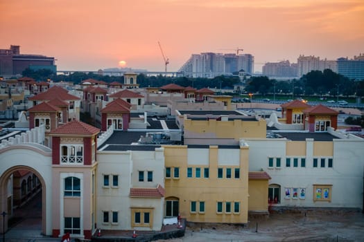 Beautiful sunset over Knowledge Village in Dubai
