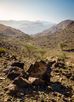 View of Al Hajar mountains in the emirate of Fujairah, UAE