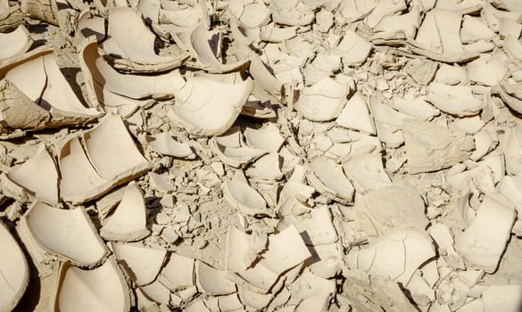 Dried mud at the bottom of a wadi in Al Hajar mountains of Fujairah, UAE