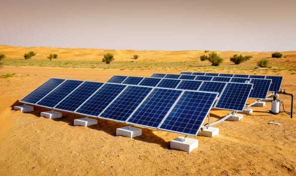 Solar panels in Dubai Desert Conservation Reserve, UAE