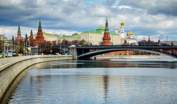 View of the Moscow Kremlin from the embankment of the Moscow River