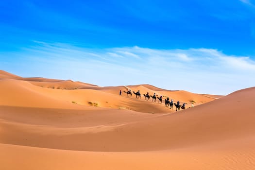 Merzouga in the Sahara Desert in Morocco