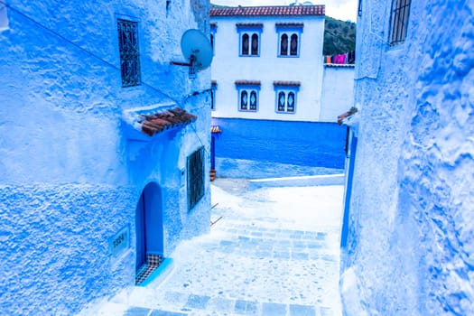 Chefchaouen blue town street in Morocco