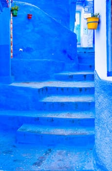 Chefchaouen blue town street in Morocco