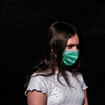 Portrait of girl wearing protective mask - London, United Kingdom