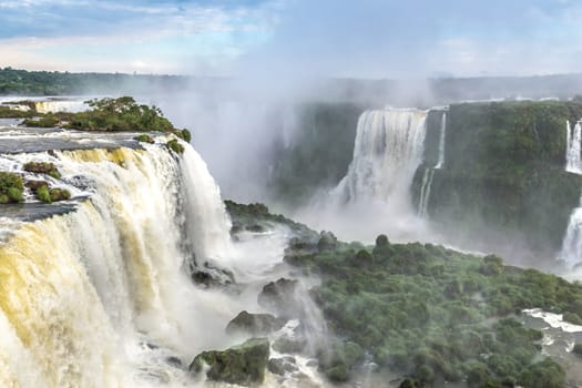 Tourists at Iguassu Falls at Iguassu National Park, World Natural Heritage Site by UNESCO