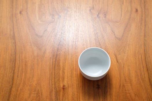 Empty white tea cup from above
