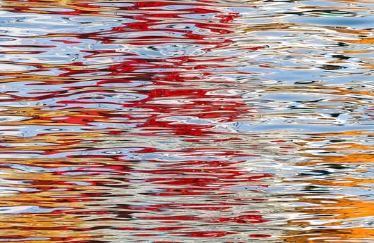 Color reflections in the water making an abstract image