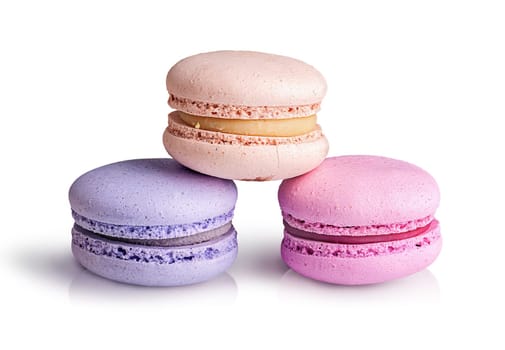 Three macaroon pyramid isolated on white background
