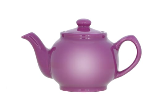 Pink English teapot isolated on a white background